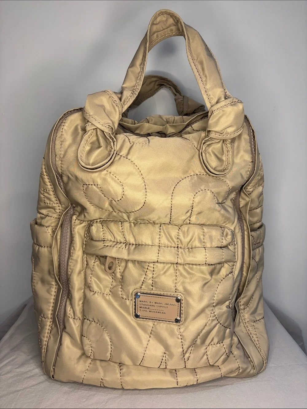 Marc by Marc Jacobs Quilted Beige Cream Backpack Tote